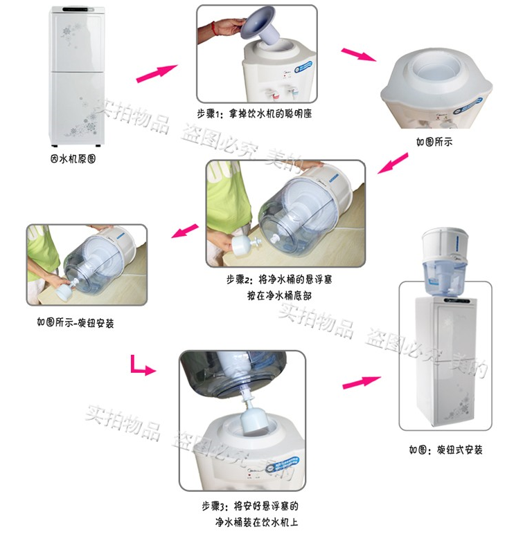 美的净水桶安装说明图